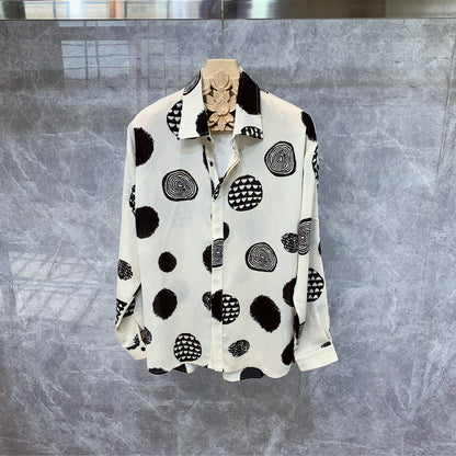 South Korea'S Very Fairy Blouse, High-End Design Sense Printing Long-Sleeved Shirt