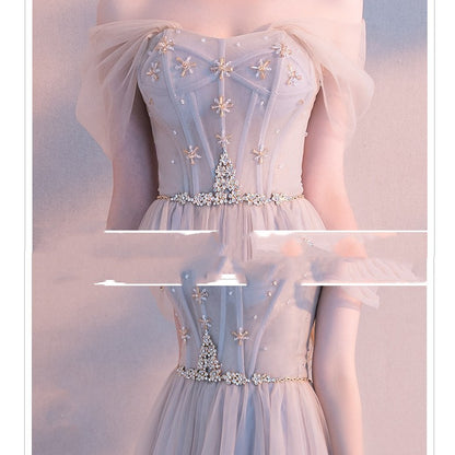 Summer Models A Shoulder Gray Celebrity Birthday Dresses Small Dress Fairy Bridesmaid Dresses