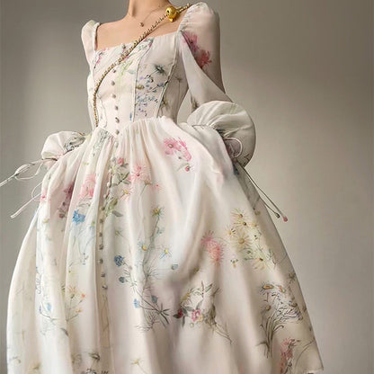 Fishbone Slimming Printed First Love Fairy Dress