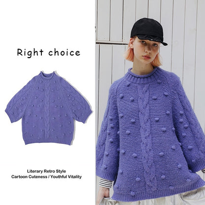 Women's Autumn And Winter Loose Pullover Vintage Knitted Top