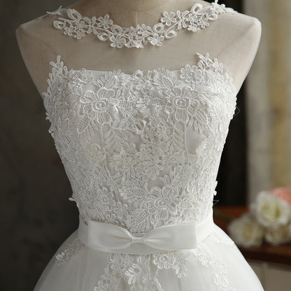 Bandage Back Lace Bridesmaid White Dress