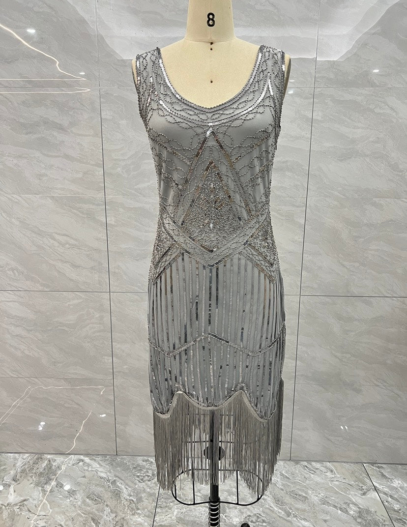 Stylish Vintage Sequin Fringe Dress