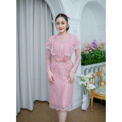 kudapy Mini dress lace fabric, soft lace, very beautiful and sweet design, shoulder-covering.