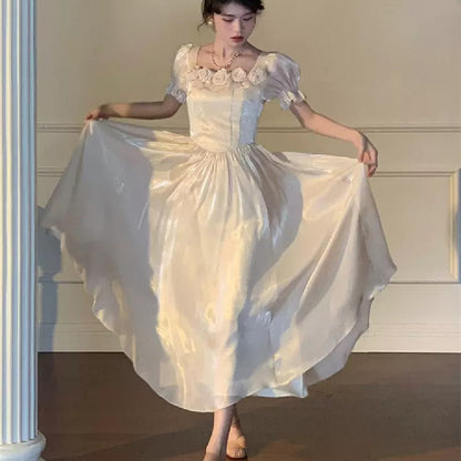 Women's Fashion Vintage White Dress