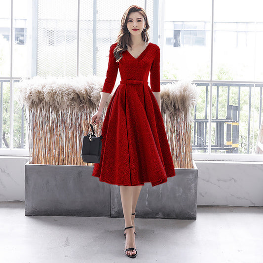 Women's Fashion Temperament Mid-length Birthday Dress