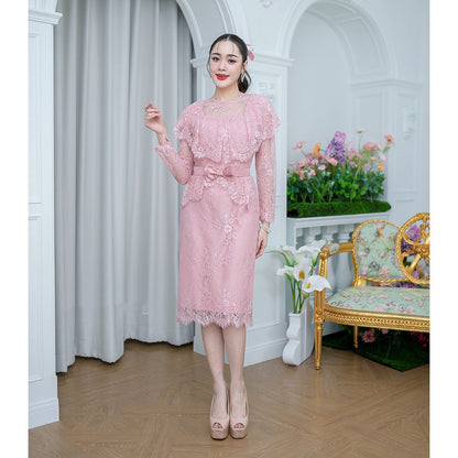 kudapy Mini dress lace fabric, soft lace, very beautiful and sweet design, shoulder-covering.