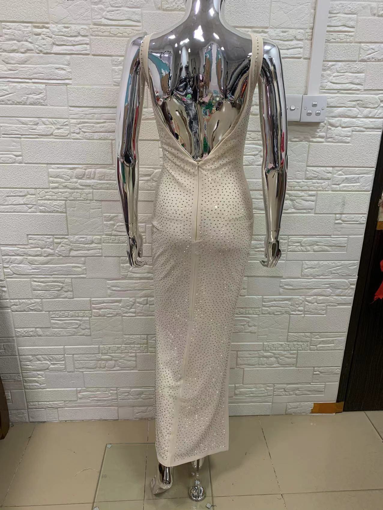 Women's Backless V Strap Fashion Diamond Bandage One-piece Dress
