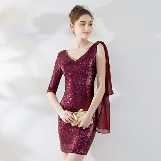 Women's Fashion Short Sequined Dress Party Gathering Dress