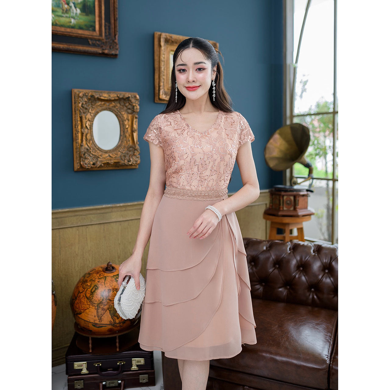 kudapy Chiffon fabric dress, three-layered skirt, chiffon skirt.