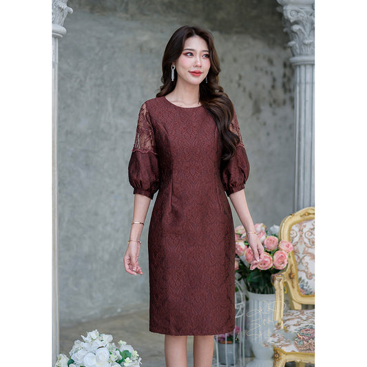 kudapy Mini brown dress, hot beautiful balloon shape.