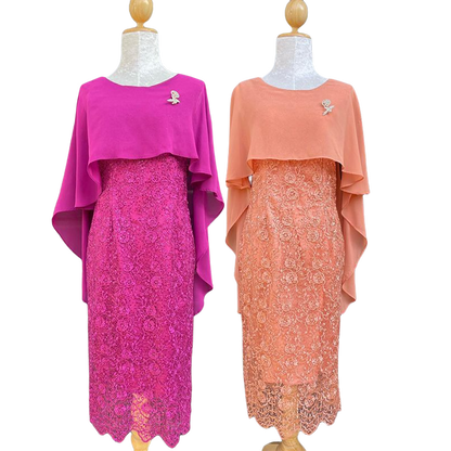 kudapy Mini dress in Shawl Dress, Premium grade lace, prominent flowers.