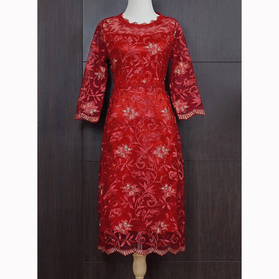 Kudapy Evening dress with gold embroidery, Chinese New Year dress.