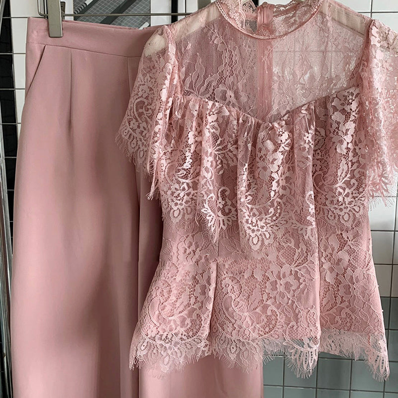 kudapy set of shirt + pants, shirt made of good quality lace, soft and comfortable to wear.