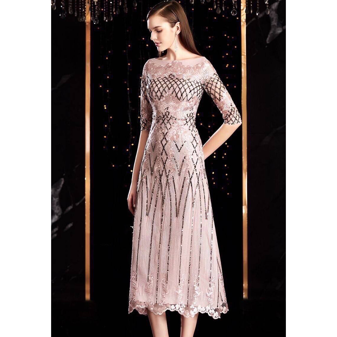 kudapy Red and pink crystal embroidered long evening dress, very luxurious.