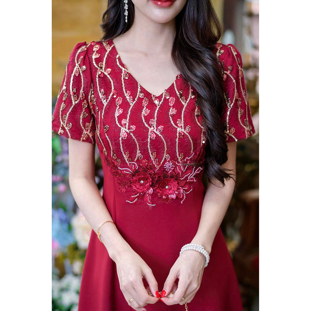 kudapy red/pink Mini dress, good quality lace fabric.